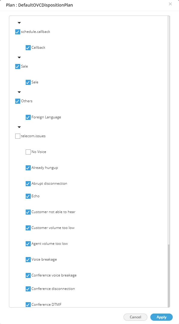Figure: Add or Modify Code Assignments for any Disposition Plan