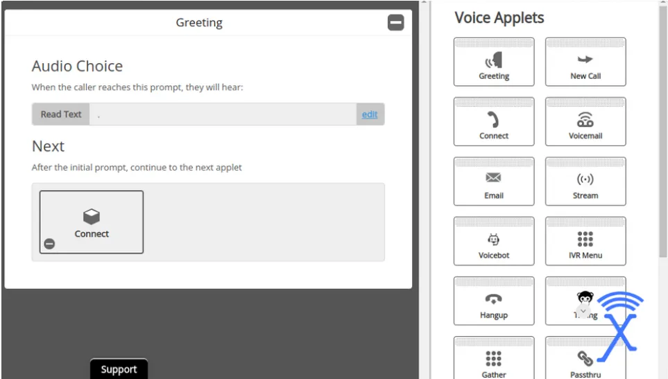 Greeting message and Connect Applet configuration