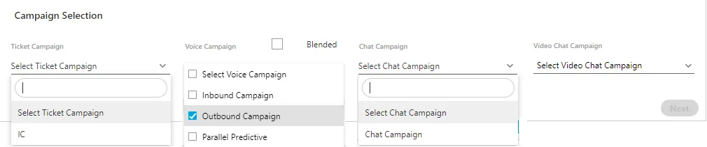 Figure: Voice and Interaction Campaign Selection