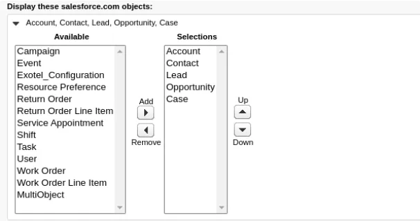 Softphone layout object selection