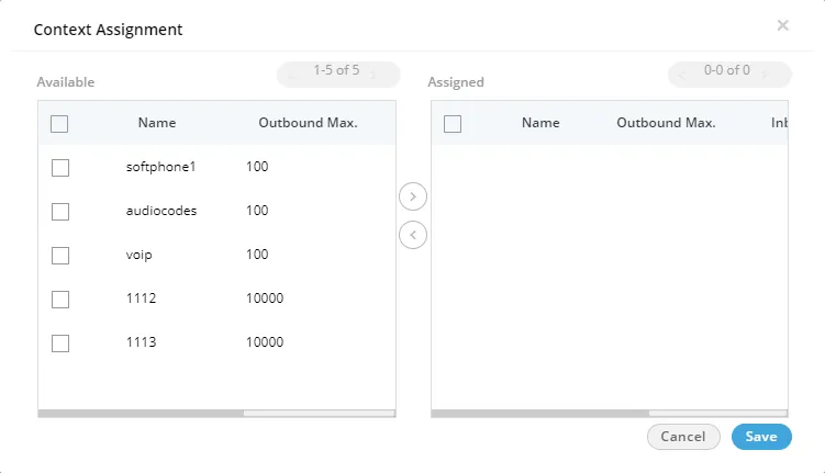 Figure: Select Call Contexts for Multiple Type Policy