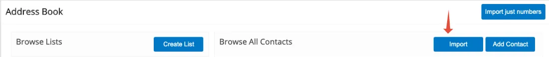 Import button in the Address Book