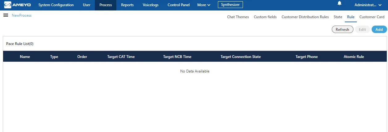 Figure: Rule Tab to Manage PACE