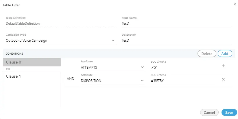 Figure: Creating Table Filter