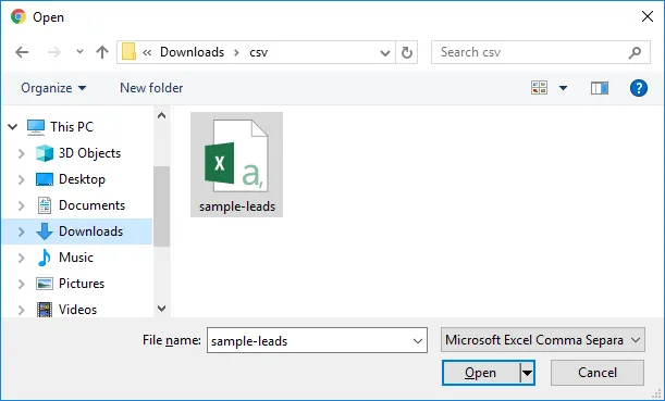 Figure: Select CSV file