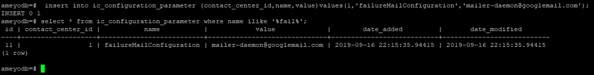 Figure: Gmail based Failure Message Configuration