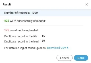Figure: Summary of uploading the Customer Exclusion based on Primary Table Definition Field