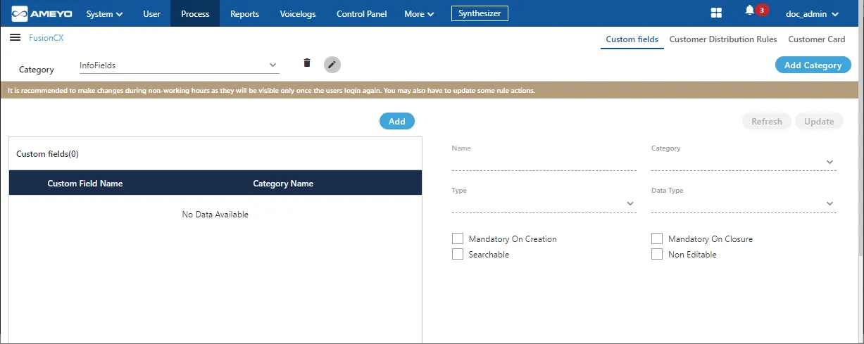 Figure: Custom Field Tab