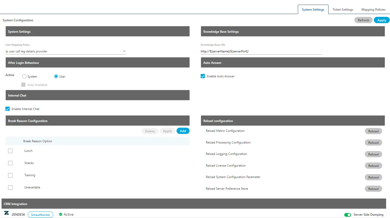 Figure: Settings Tab → System Settings