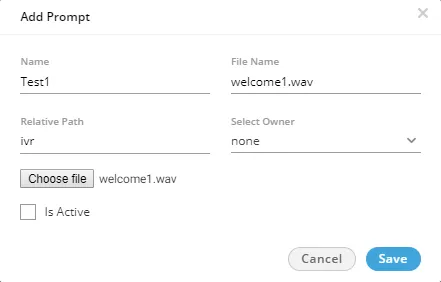 Figure: Adding Prompt with Sample Details