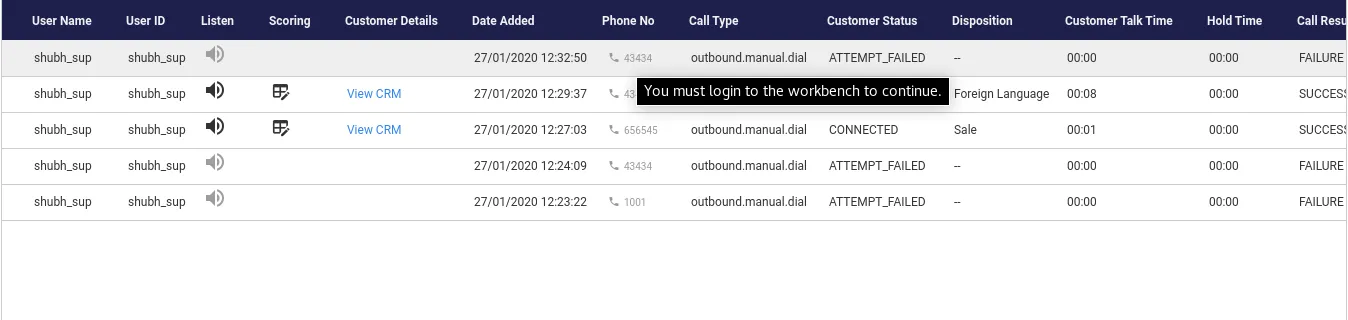 Figure: Error Message to logon to Workbench Figure: Error Message to logon to Workbench