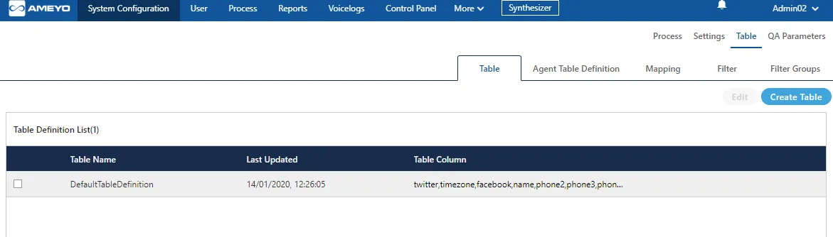 Figure: Table Settings in "System Configuration Figure: Table Settings in "System Configuration