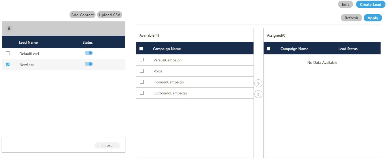 Figure: Assign or Un-assign Campaigns