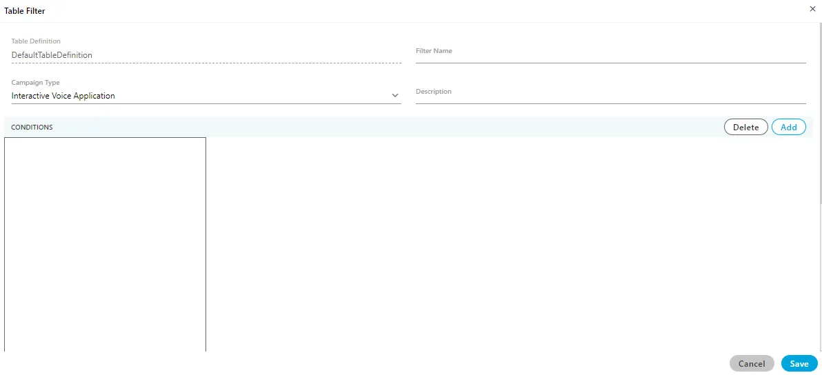 Figure: Create a Table Filter