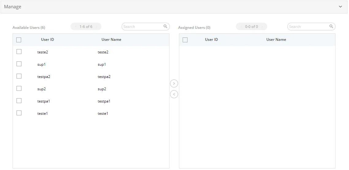 Figure: Section to assign users