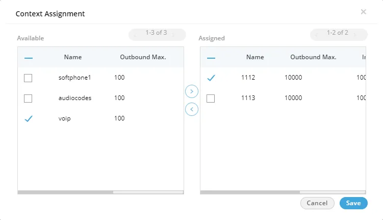 Figure: Assign or Unassign Call Contexts