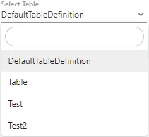 Figure: Select Table Definition