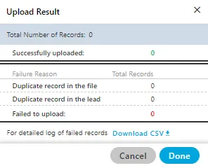 Figure: Upload Result Modal Figure: Upload Result Modal