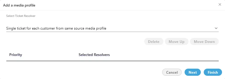 Figure: Ticket Resolver while adding Email Media Profile