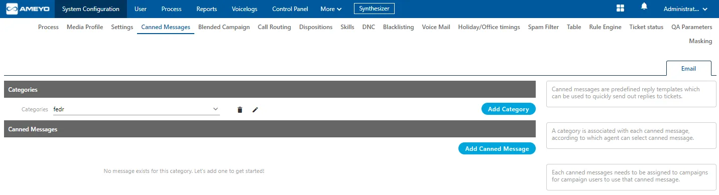 Figure: Canned Messages Tab Figure: Canned Messages Tab