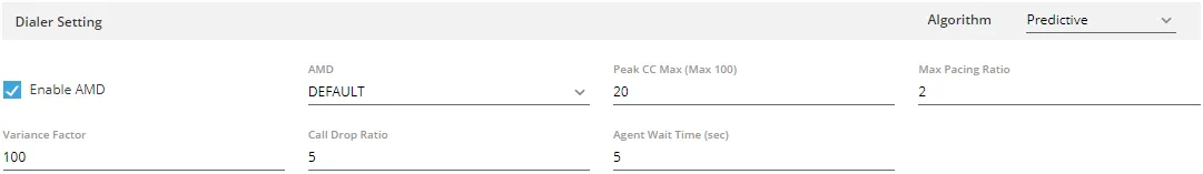 Figure: Predictive Dialer Settings Figure: Predictive Dialer Settings