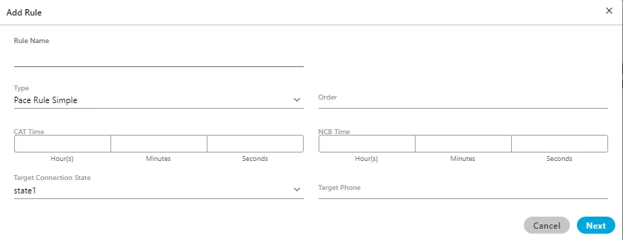 Figure: Pop-up to add a Rule