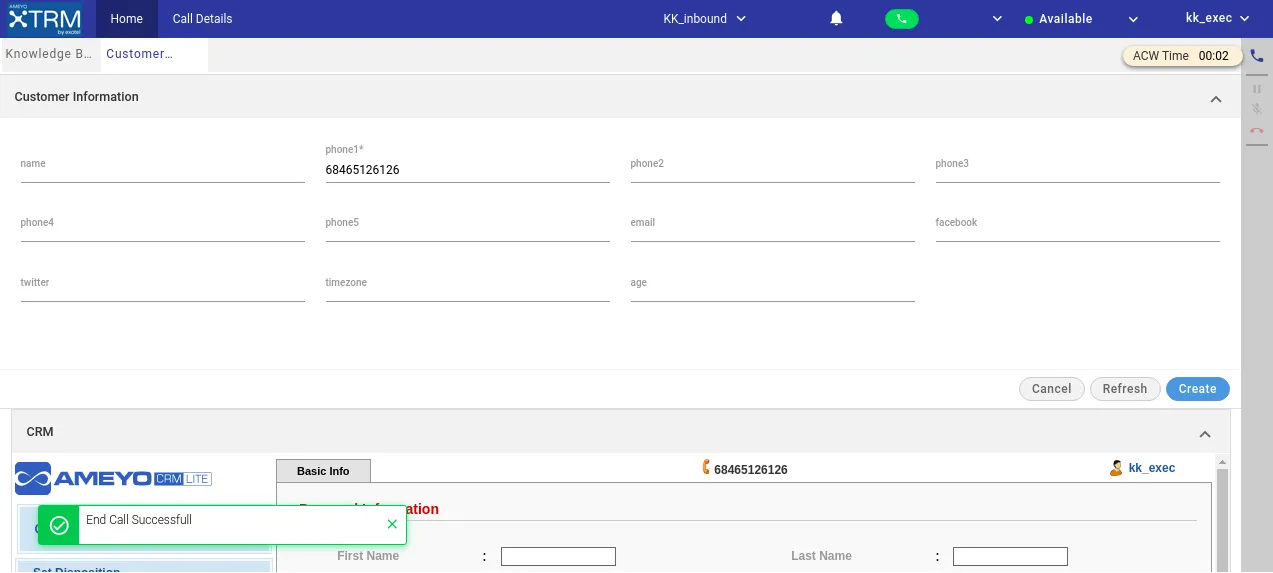 Figure: Disposed of the Call from CRM