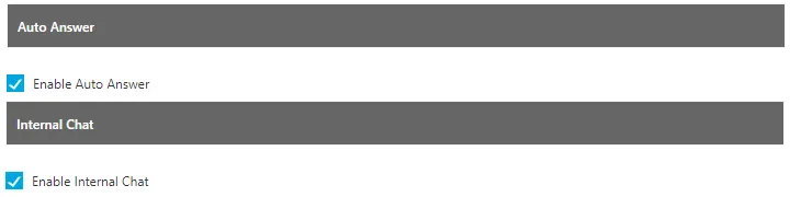 Figure: Auto-Answer and Internal Chat options