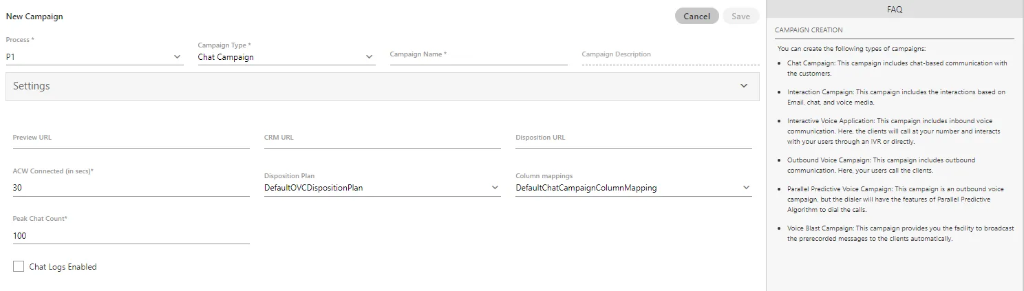 Figure: Creating New Chat Campaign