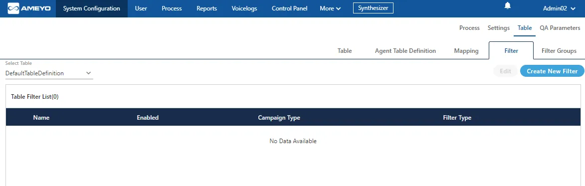 Figure: Table Filters
