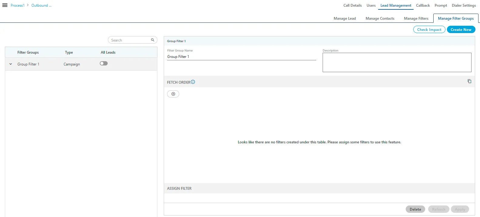 Figure: "Manage Filter Groups" Tab in Supervisor Console