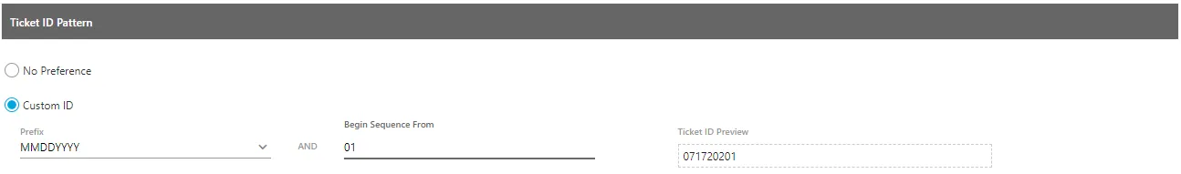 Figure: Customized date-based Ticket ID