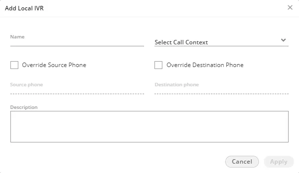 Figure: Add a Local IVR