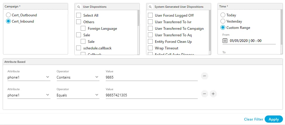Figure: Attribute based Filter content Figure: Attribute based Filter content