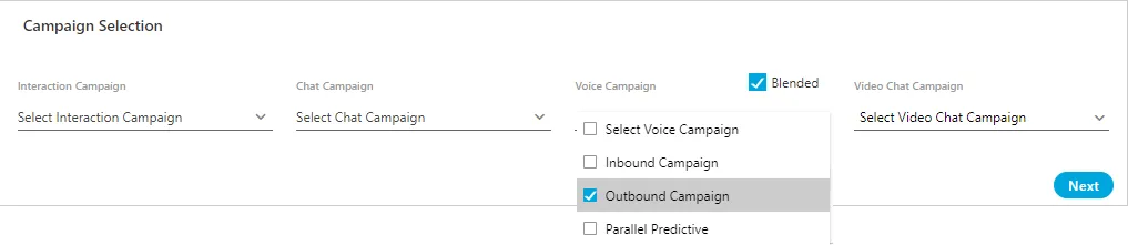 Figure: Selecting Blended Campaigns