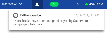 Figure: Notification to the Agent upon assignment of the bulk callbacks