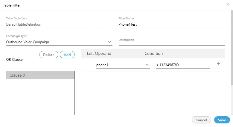 Figure: Modify a Table Filter