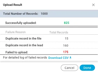 Figure: Upload Failure Modal