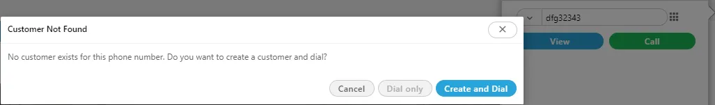 Figure: Disabled "Dial Only" button Figure: Disabled "Dial Only" button