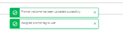 Figure: Toast notification at Administrator UI Figure: Toast notification at Administrator UI