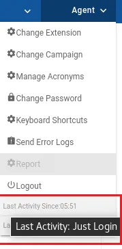 Figure: Agent's Activity in Account Menu