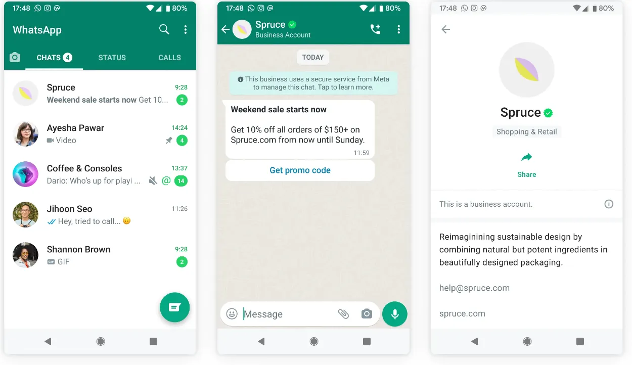 How an Official Business Account appears to customers on WhatsApp