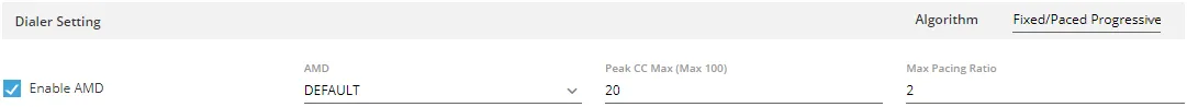 Figure: Fixed Pacing Dialer Settings