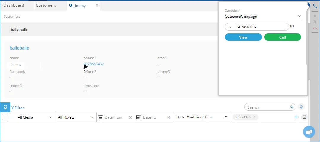 Figure: Calling a Customer through Customer Information