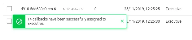 Figure: Toast Notification on the successful bulk operation