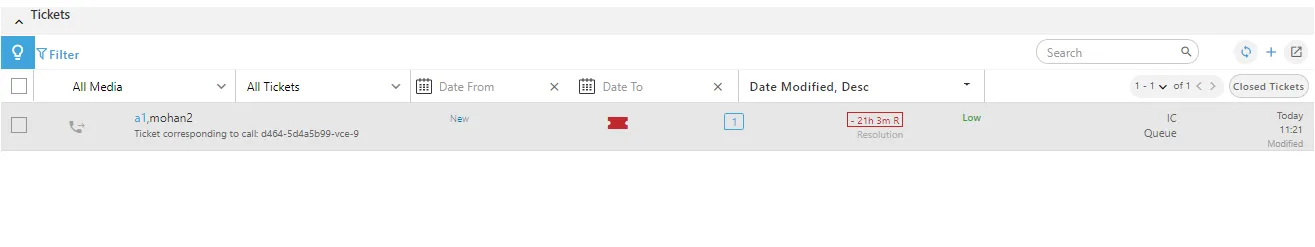 Figure: All tickets of the opened customer Figure: All tickets of the opened customer