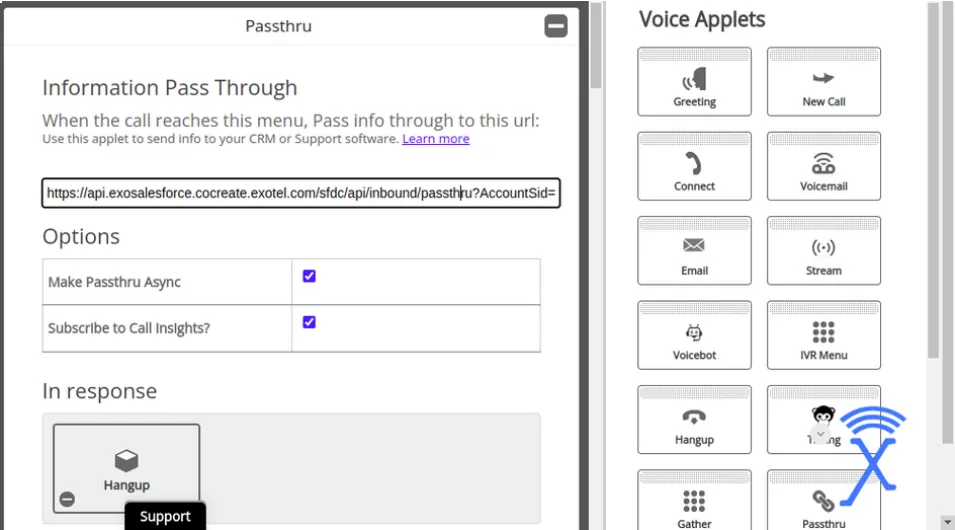 Passthru URL configuration in the flow
