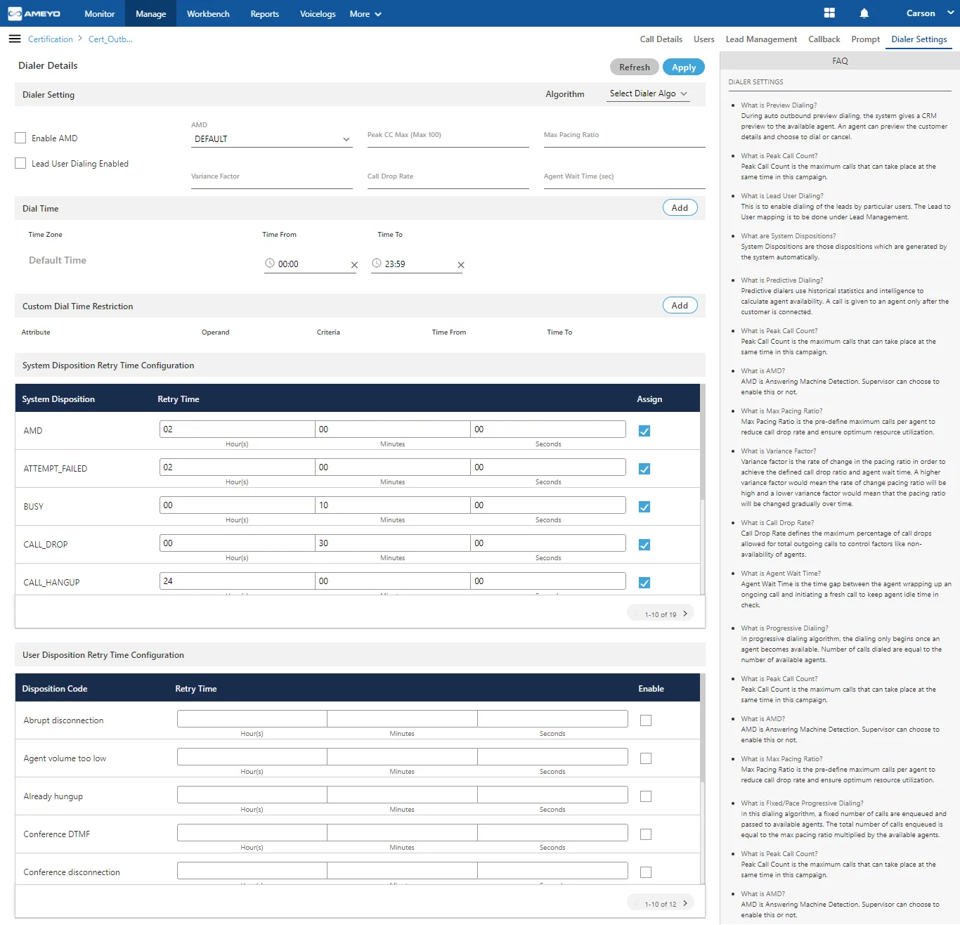 Figure: Dialer Settings Figure: Dialer Settings