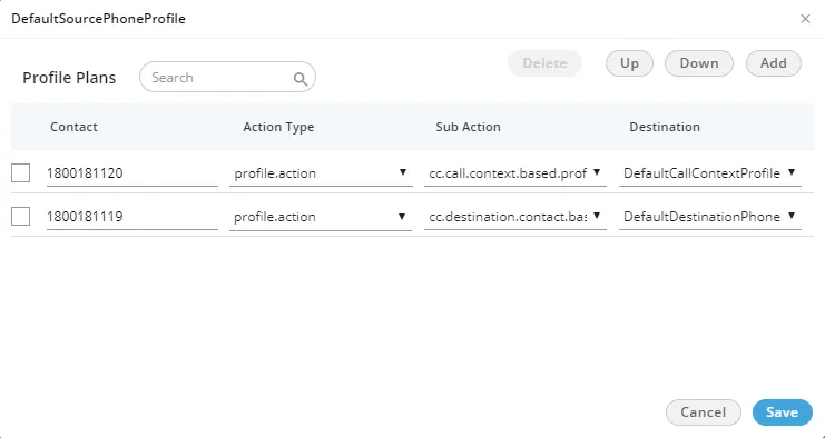 Figure: Adding Plan for DefaultSourcePhoneProfile