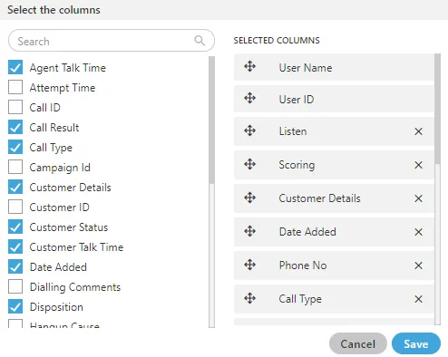 Figure: Settings Call Details